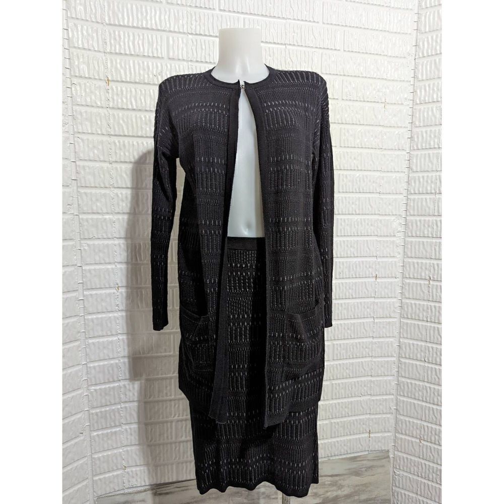 Elie Tahari Women's Black Knit Skirt Size S & Sweater Cardigan Size XS